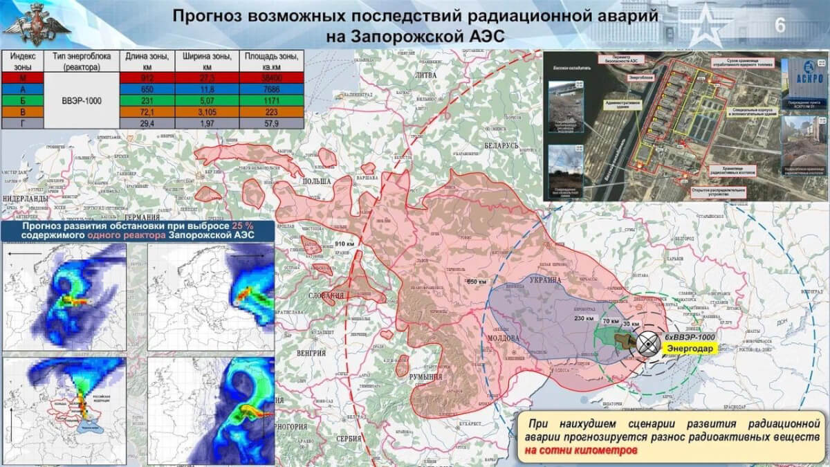 Куда распространится радиация в случае аварии на Запорожской АЭС