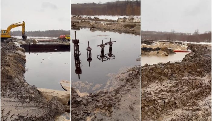 На Сахалине ликвидируют последствия выхода нефти в районе села Катангли